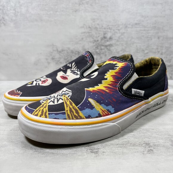Vans Kiss Rock and Roll Over Slip on Sneakers - Men's Size 8 / Women's 9.5 - Picture 1 of 10